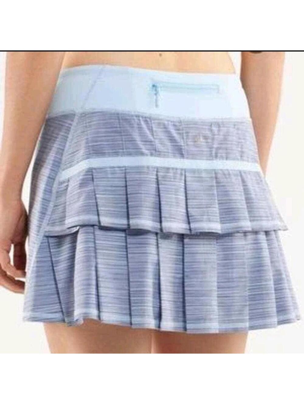 Lululemon Pace Setter Skirt Twisted Stripe Caspian Blue Sz 8 RARE Y2K 2000s